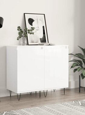 VidaXL Dressoirs 2 st 40x35x70 cm bewerkt hout hoogglans wit