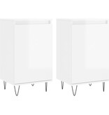 VidaXL Dressoirs 2 st 40x35x70 cm bewerkt hout hoogglans wit