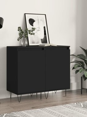 VidaXL Dressoirs 2 st 40x35x70 cm bewerkt hout zwart