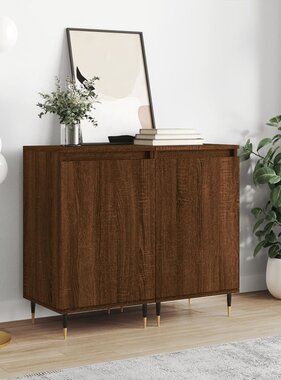 VidaXL Dressoirs 2 st 40x35x70 cm bewerkt hout bruineikenkleurig