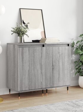 VidaXL Dressoirs 2 st 40x35x70 cm bewerkt hout grijs sonoma