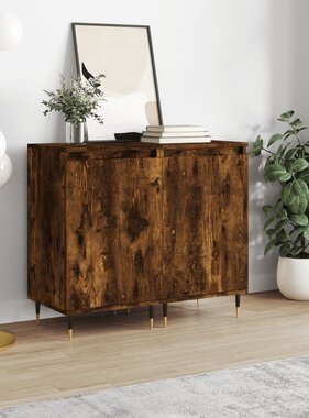 VidaXL Dressoirs 2 st 40x35x70 cm bewerkt hout gerookt eikenkleurig