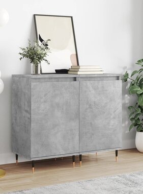 VidaXL Dressoirs 2 st 40x35x70 cm bewerkt hout betongrijs