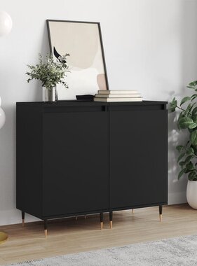 VidaXL Dressoirs 2 st 40x35x70 cm bewerkt hout zwart