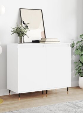 VidaXL Dressoirs 2 st 40x35x70 cm bewerkt hout wit