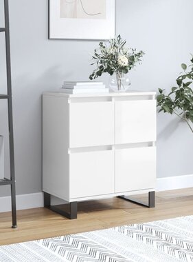 VidaXL Dressoir 60x35x70 cm bewerkt hout hoogglans wit