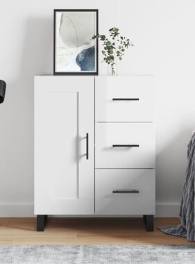 VidaXL Dressoir 69,5x34x90 cm bewerkt hout hoogglans wit