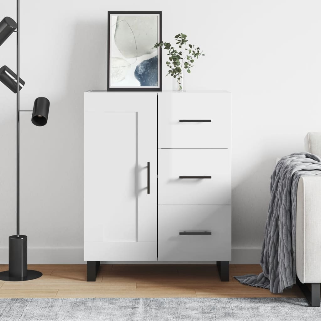 VidaXL Dressoir 69,5x34x90 cm bewerkt hout hoogglans wit