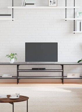 VidaXL Tv-meubel 201x35x45 cm bewerkt hout en ijzer grijs sonoma eiken