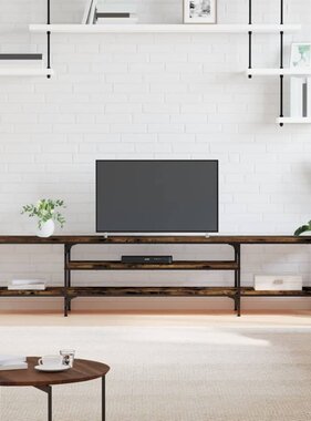 VidaXL Tv-meubel 201x35x45 cm bewerkt hout en ijzer gerookt eikenkleur