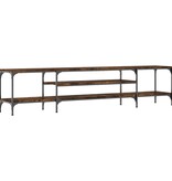 VidaXL Tv-meubel 201x35x45 cm bewerkt hout en ijzer gerookt eikenkleur