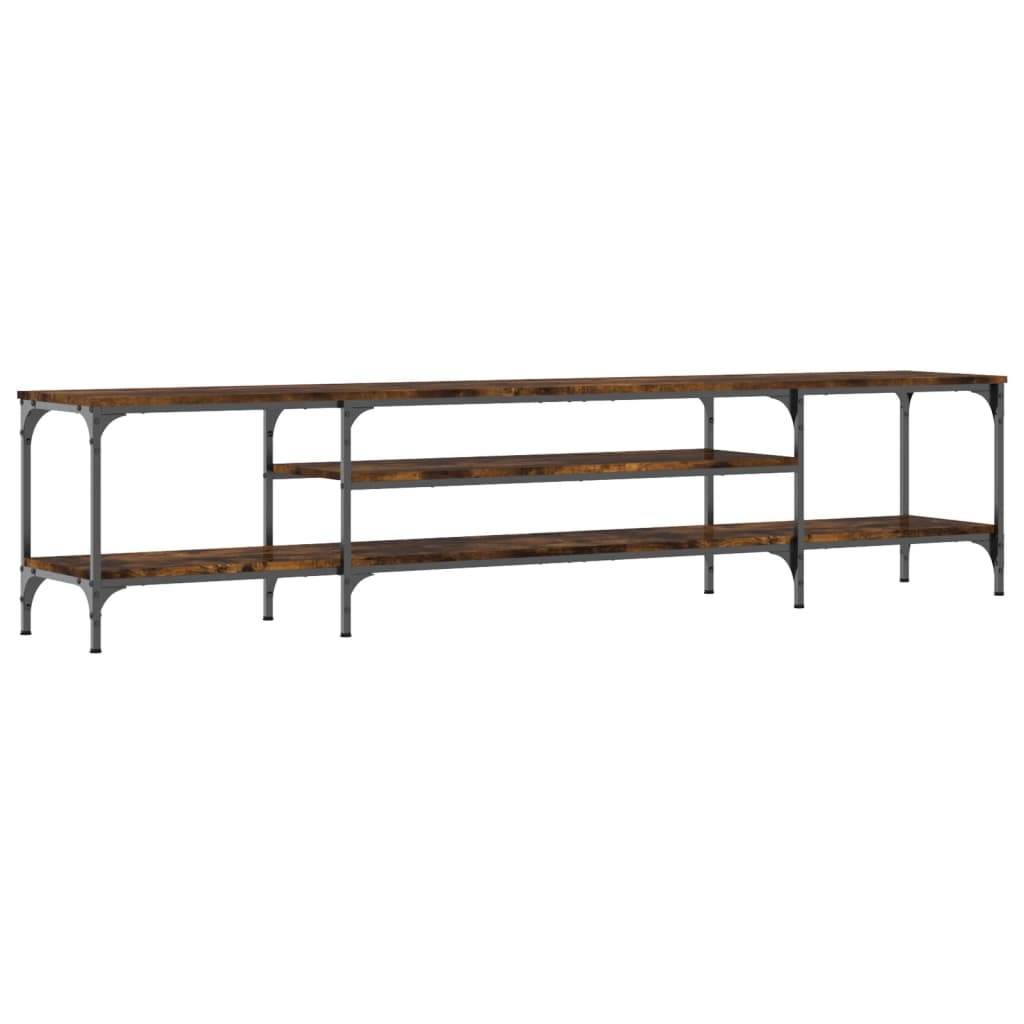 VidaXL Tv-meubel 201x35x45 cm bewerkt hout en ijzer gerookt eikenkleur
