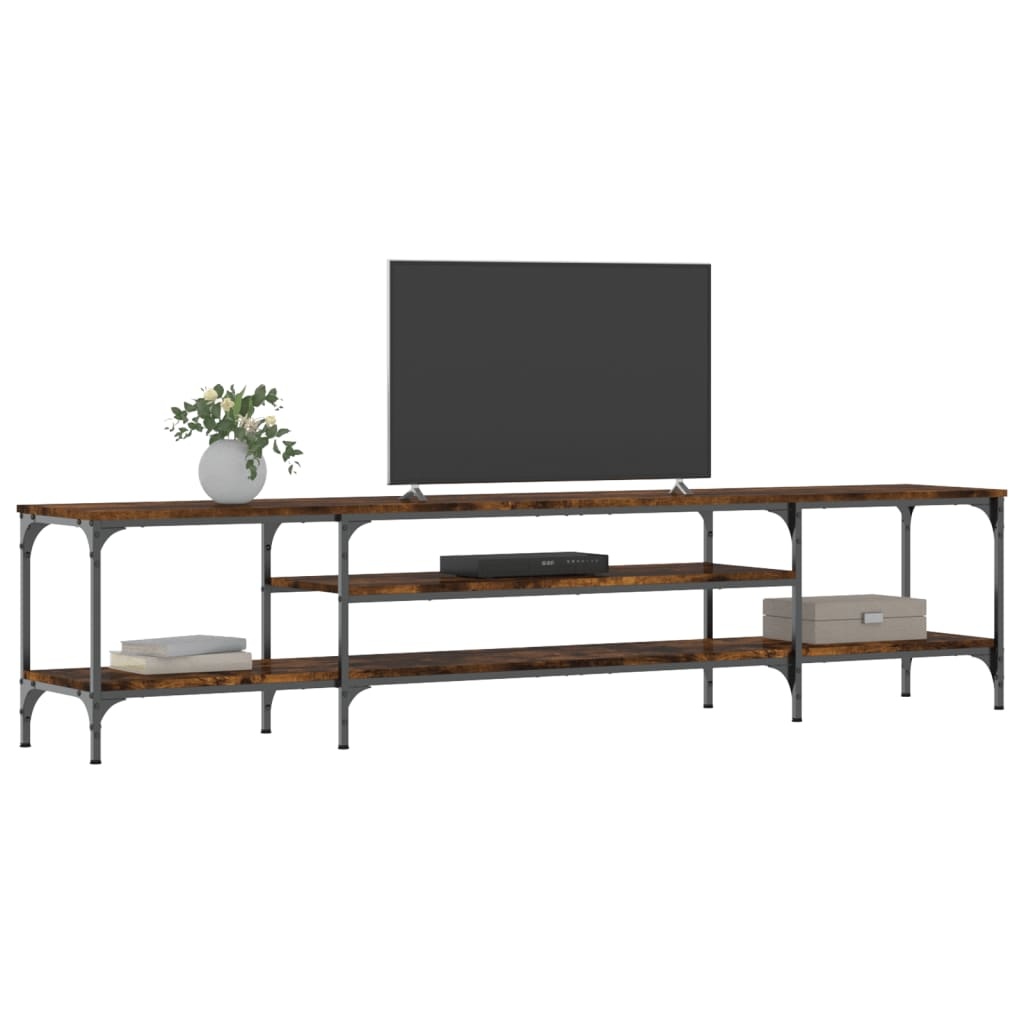 VidaXL Tv-meubel 201x35x45 cm bewerkt hout en ijzer gerookt eikenkleur