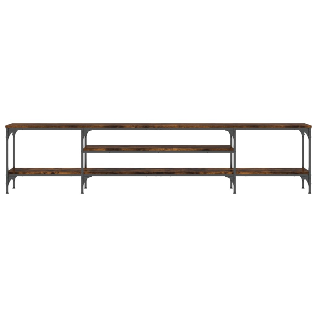 VidaXL Tv-meubel 201x35x45 cm bewerkt hout en ijzer gerookt eikenkleur