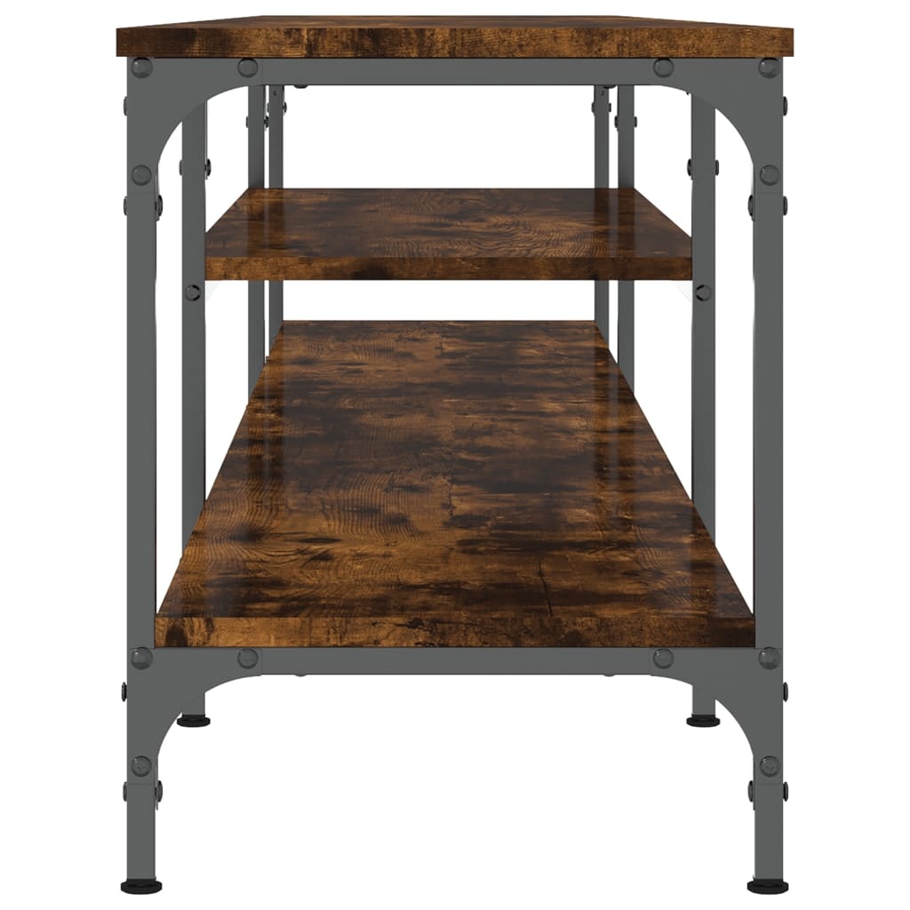 VidaXL Tv-meubel 201x35x45 cm bewerkt hout en ijzer gerookt eikenkleur