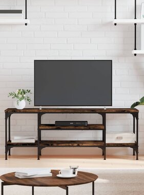 VidaXL Tv-meubel 121x35x45 cm bewerkt hout en ijzer gerookt eikenkleur