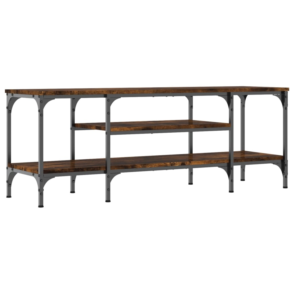 VidaXL Tv-meubel 121x35x45 cm bewerkt hout en ijzer gerookt eikenkleur