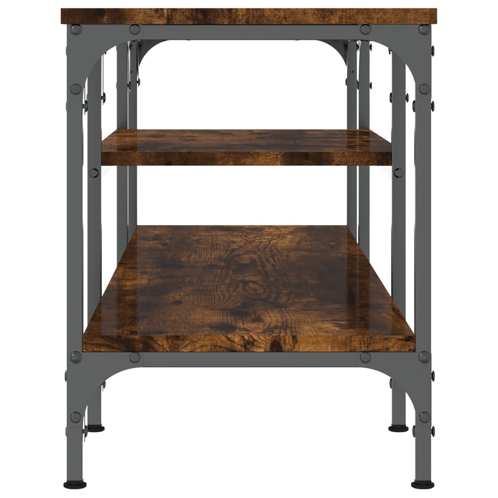 VidaXL Tv-meubel 121x35x45 cm bewerkt hout en ijzer gerookt eikenkleur