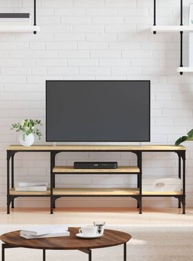 VidaXL Tv-meubel 121x35x45 cm bewerkt hout en ijzer sonoma eikenkleur