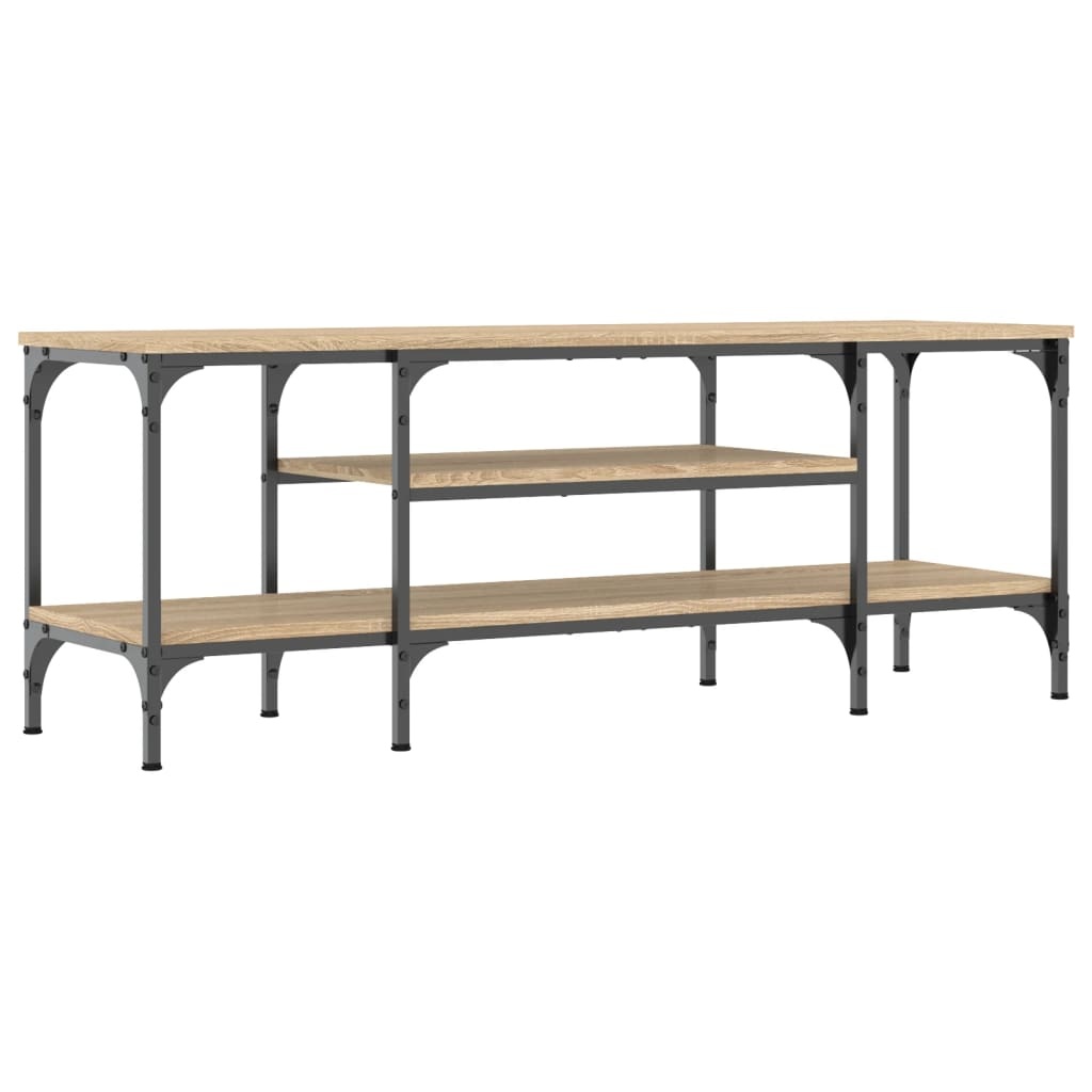 VidaXL Tv-meubel 121x35x45 cm bewerkt hout en ijzer sonoma eikenkleur