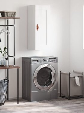 VidaXL Wandkast 34,5x34x90 cm bewerkt hout hoogglans wit