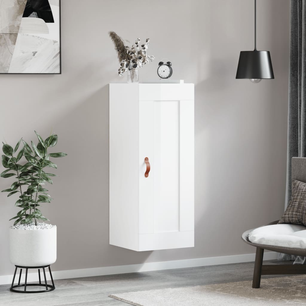 VidaXL Wandkast 34,5x34x90 cm bewerkt hout hoogglans wit