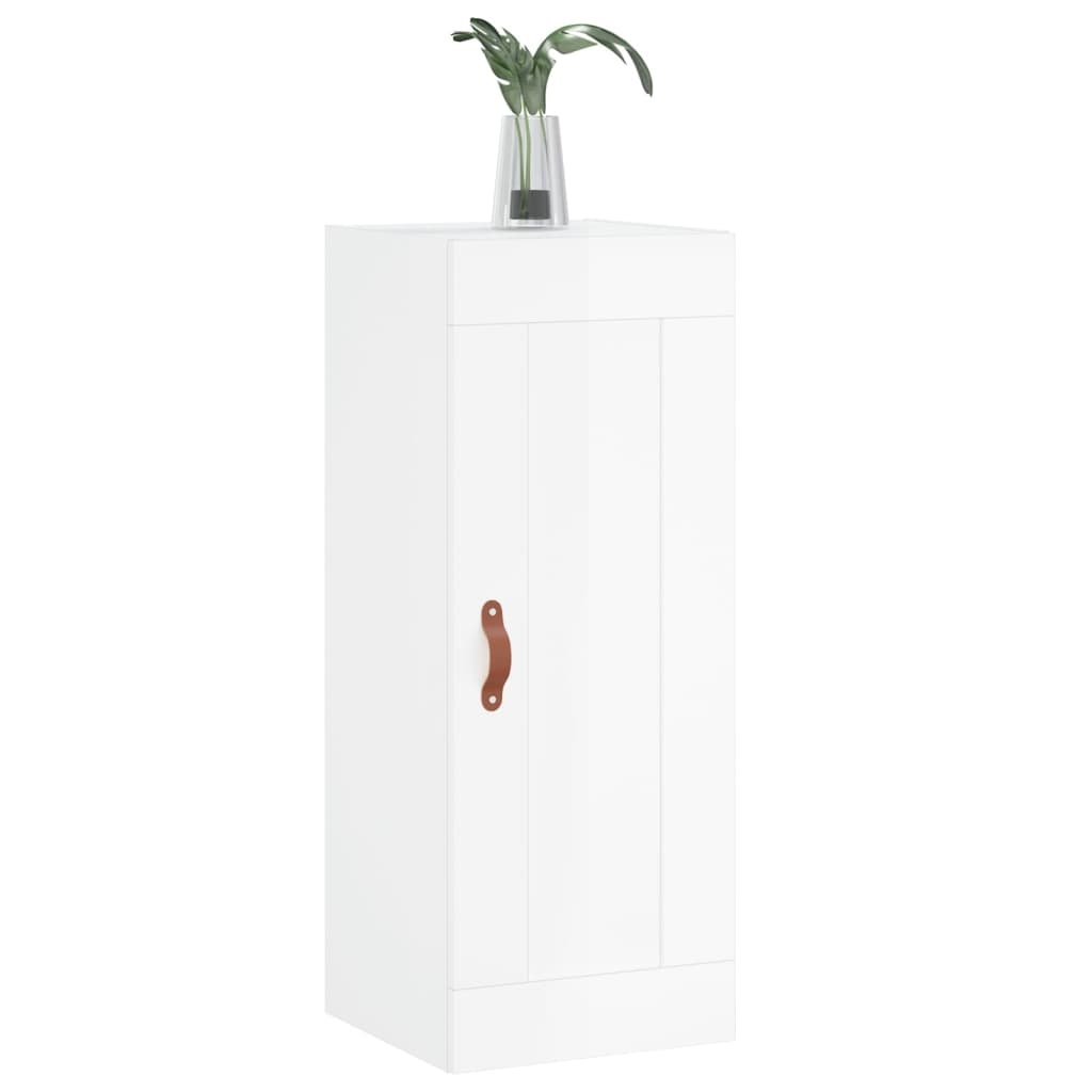 VidaXL Wandkast 34,5x34x90 cm bewerkt hout hoogglans wit