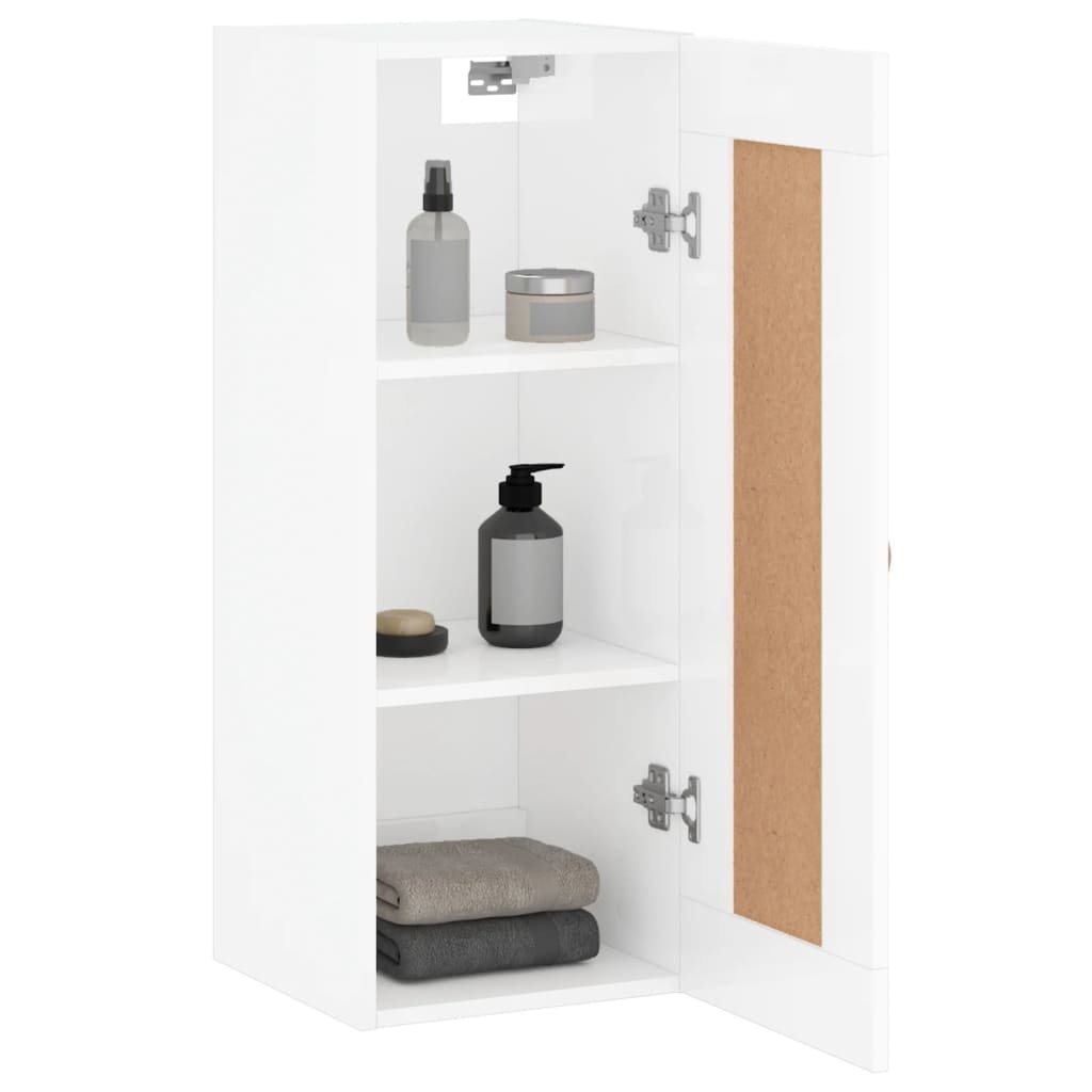 VidaXL Wandkast 34,5x34x90 cm bewerkt hout hoogglans wit