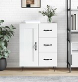 VidaXL Dressoir 69,5x34x90 cm bewerkt hout hoogglans wit