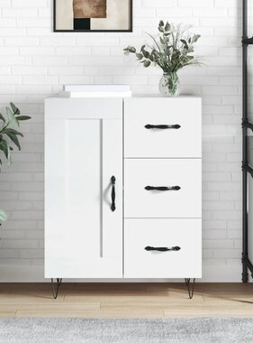 VidaXL Dressoir 69,5x34x90 cm bewerkt hout hoogglans wit