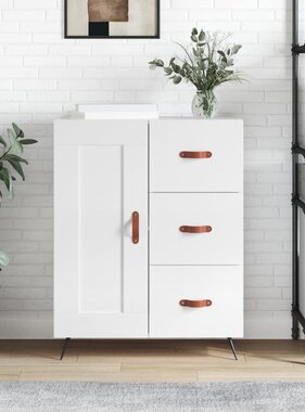 VidaXL Dressoir 69,5x34x90 cm bewerkt hout hoogglans wit