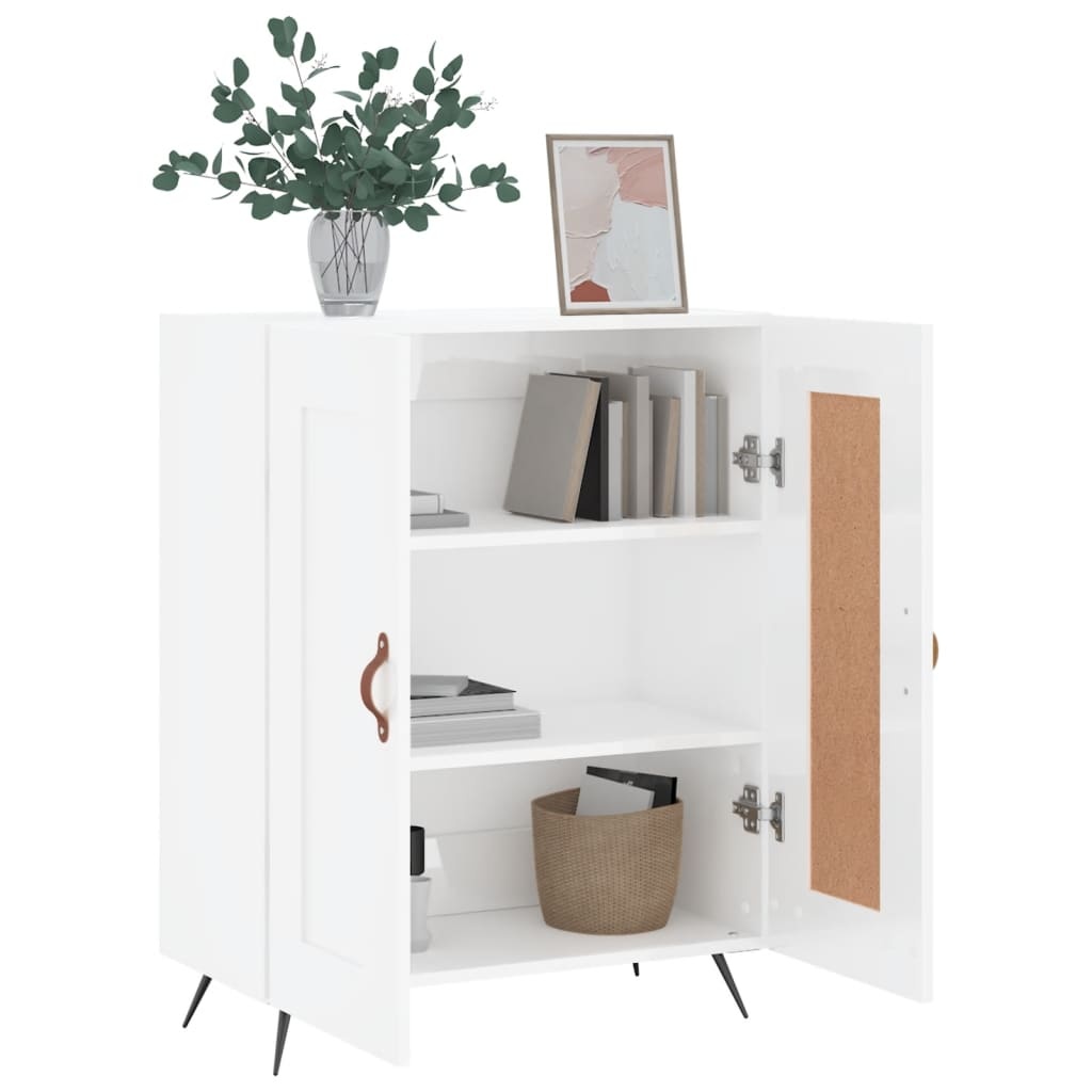 VidaXL Dressoir 69,5x34x90 cm bewerkt hout hoogglans wit