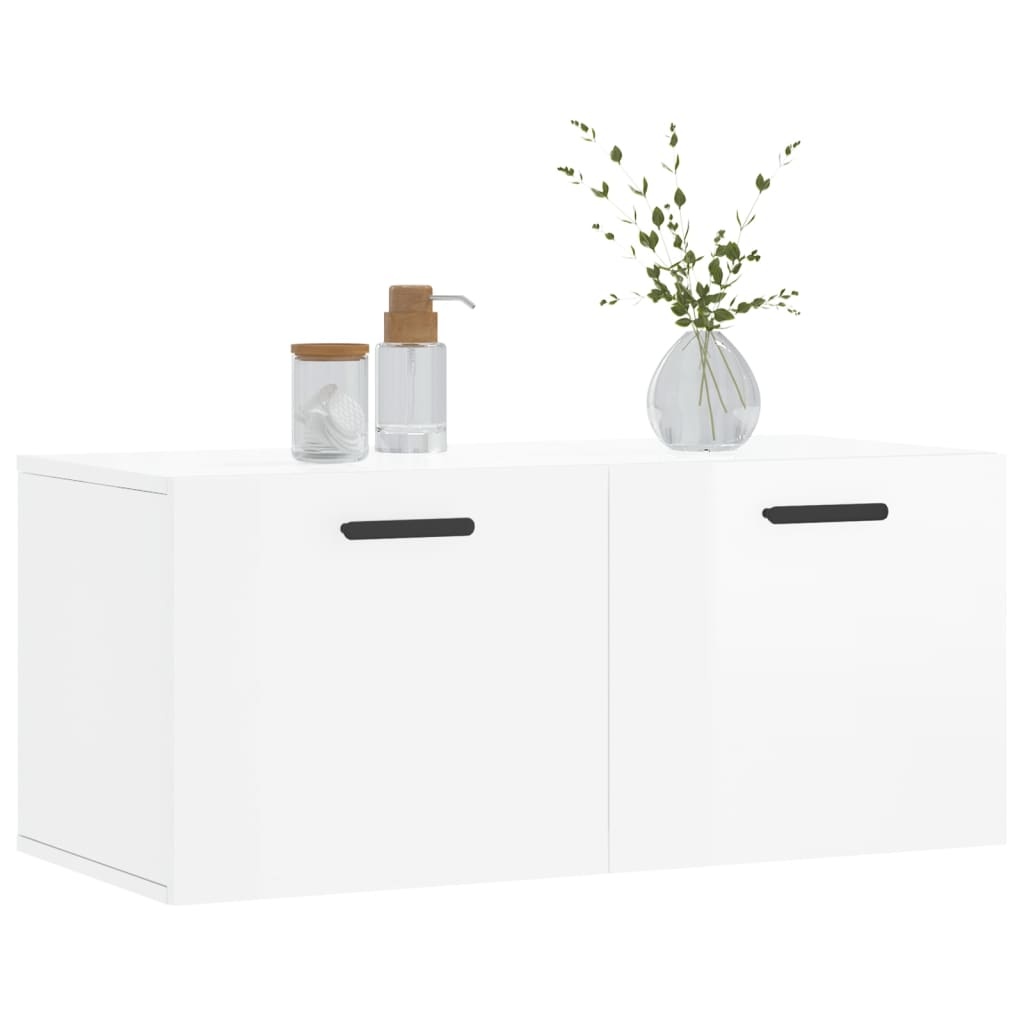 VidaXL Wandkast 80x36,5x35 cm bewerkt hout hoogglans wit