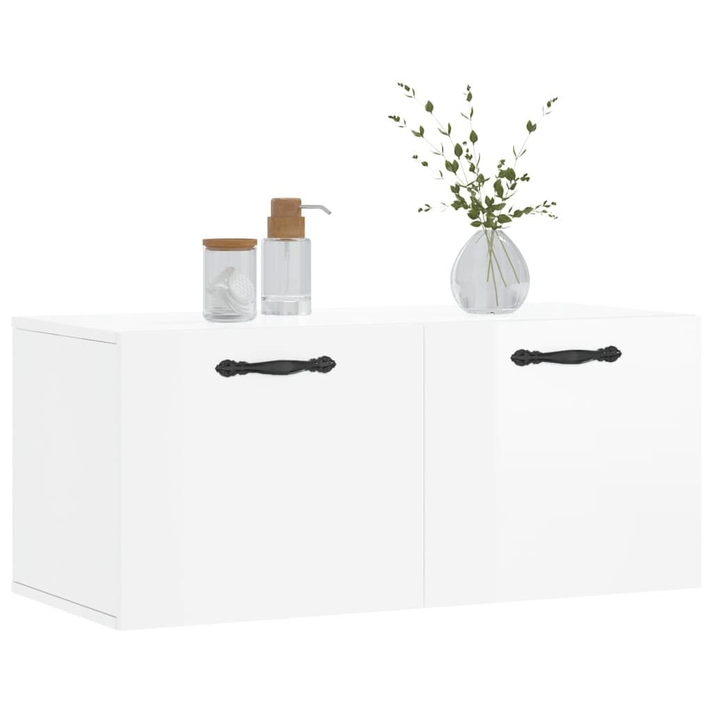 VidaXL Wandkast 80x36,5x35 cm bewerkt hout hoogglans wit
