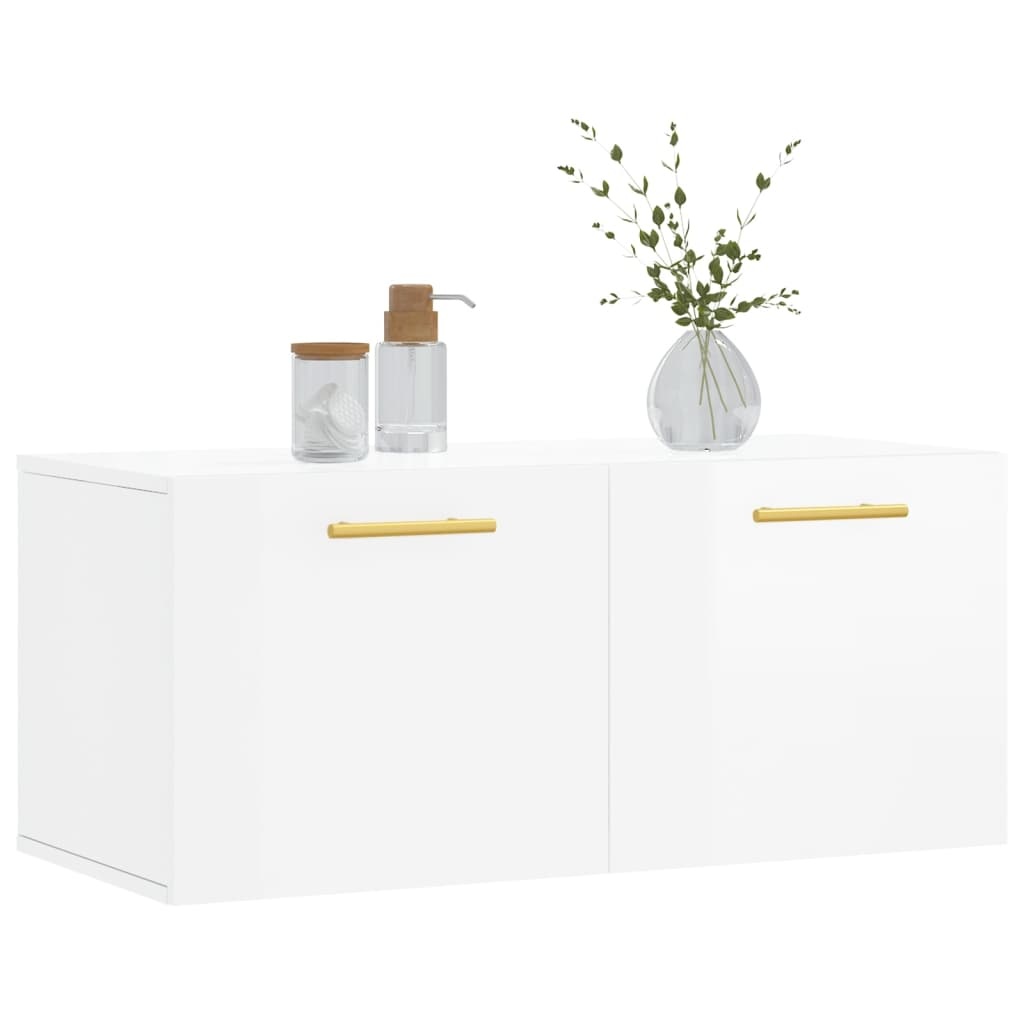 VidaXL Wandkast 80x36,5x35 cm bewerkt hout hoogglans wit