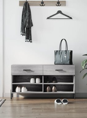 VidaXL Schoenenbank 102x35x55 cm bewerkt hout grijs sonoma eikenkleur