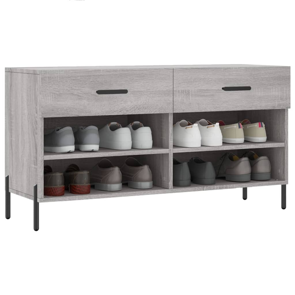 VidaXL Schoenenbank 102x35x55 cm bewerkt hout grijs sonoma eikenkleur