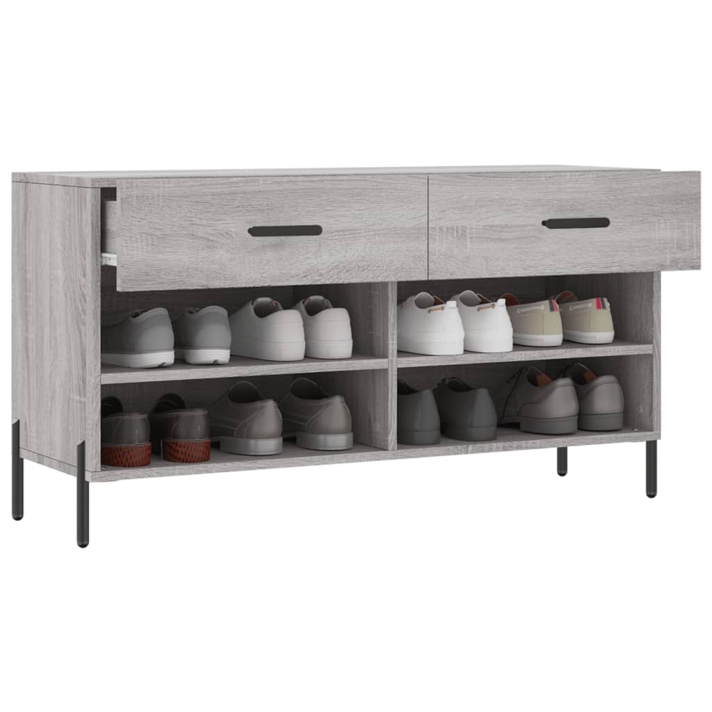 VidaXL Schoenenbank 102x35x55 cm bewerkt hout grijs sonoma eikenkleur