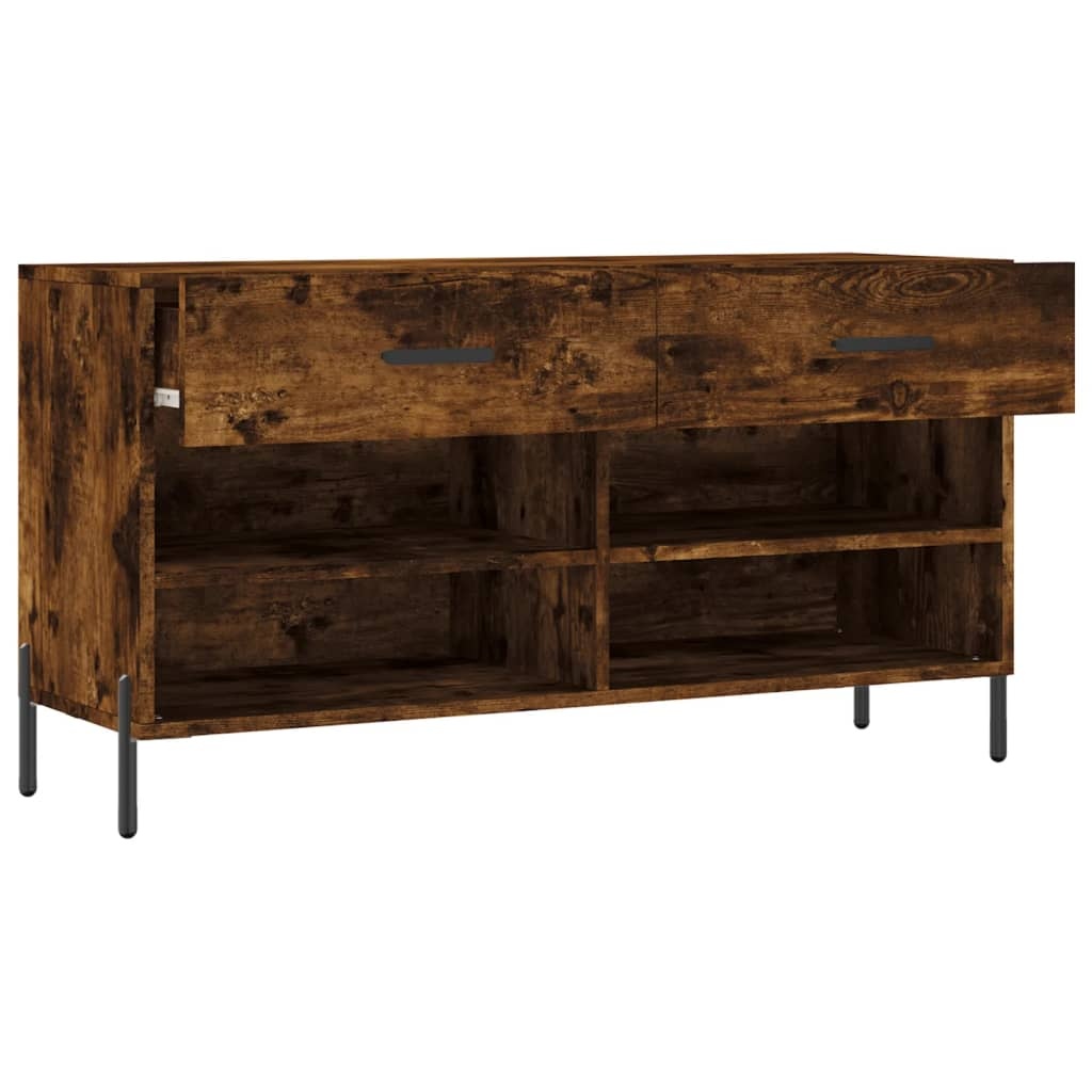 VidaXL Schoenenbank 102x35x55 cm bewerkt hout gerookt eikenkleurig