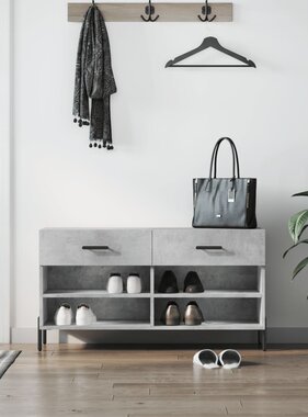 VidaXL Schoenenbank 102x35x55 cm bewerkt hout betongrijs