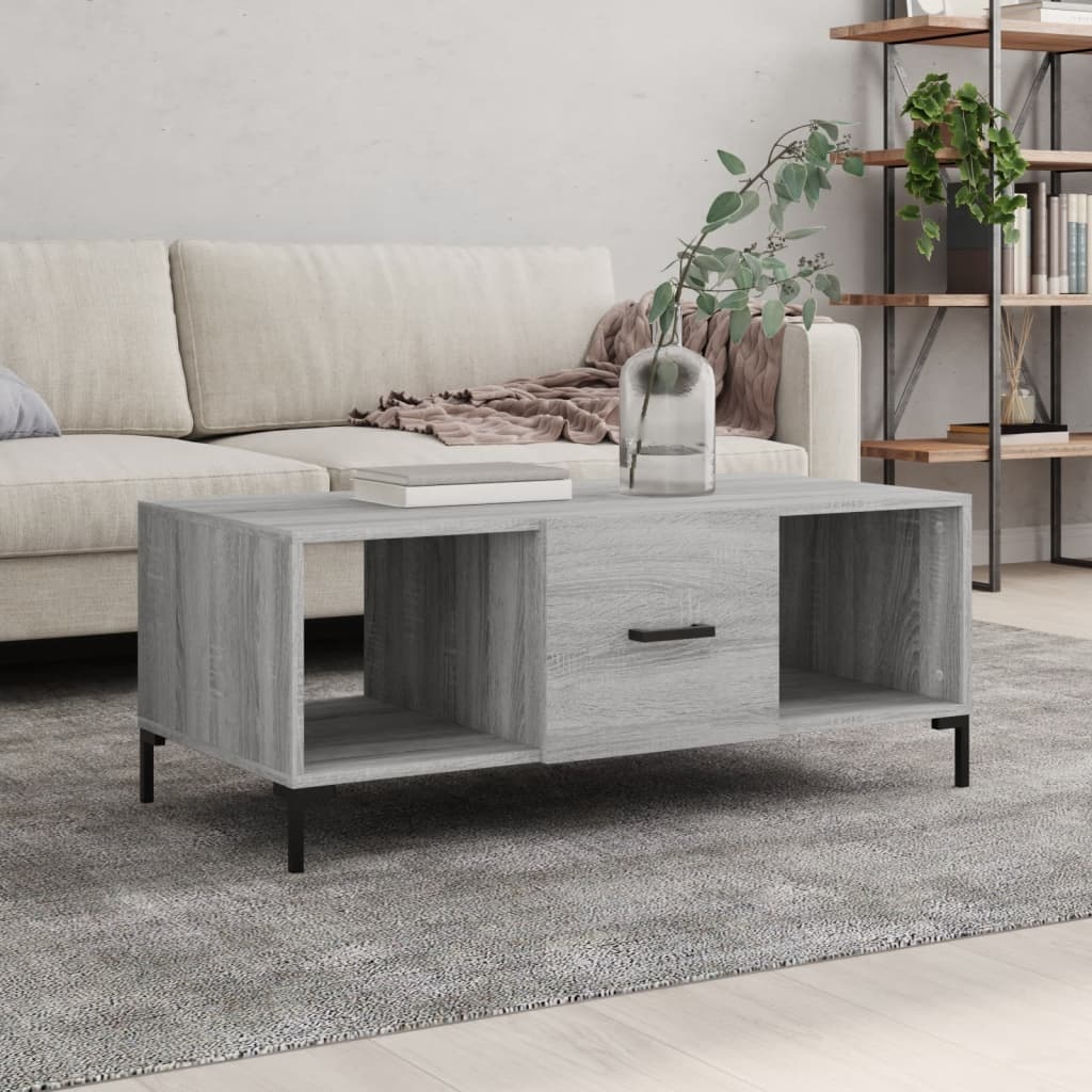 VidaXL Salontafel 102x50x40 cm bewerkt hout grijs sonoma eikenkleurig