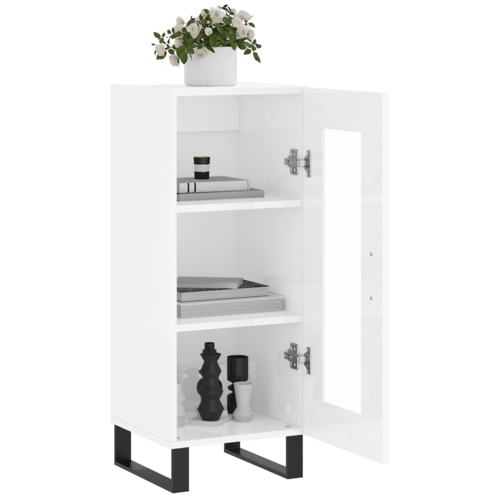 VidaXL Dressoir 34,5x34x90 cm bewerkt hout hoogglans wit