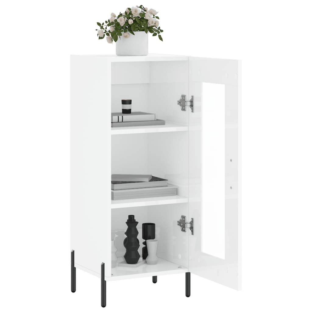 VidaXL Dressoir 34,5x34x90 cm bewerkt hout hoogglans wit