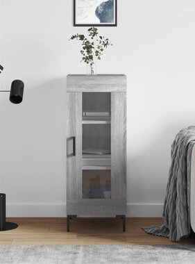 VidaXL Dressoir 34,5x34x90 cm bewerkt hout grijs sonoma eikenkleurig