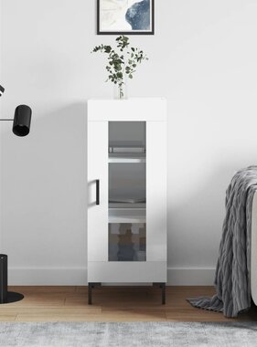 VidaXL Dressoir 34,5x34x90 cm bewerkt hout hoogglans wit