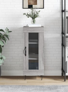 VidaXL Dressoir 34,5x34x90 cm bewerkt hout grijs sonoma eikenkleurig