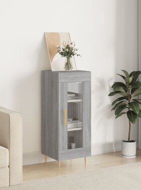 VidaXL Dressoir 34,5x34x90 cm bewerkt hout grijs sonoma eikenkleurig