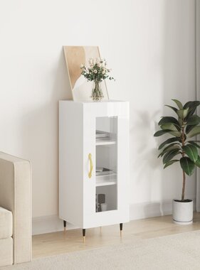 VidaXL Dressoir 34,5x34x90 cm bewerkt hout hoogglans wit