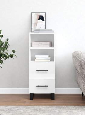 VidaXL Dressoir 34,5x34x90 cm bewerkt hout hoogglans wit