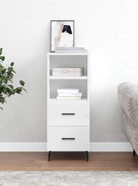 VidaXL Dressoir 34,5x34x90 cm bewerkt hout hoogglans wit